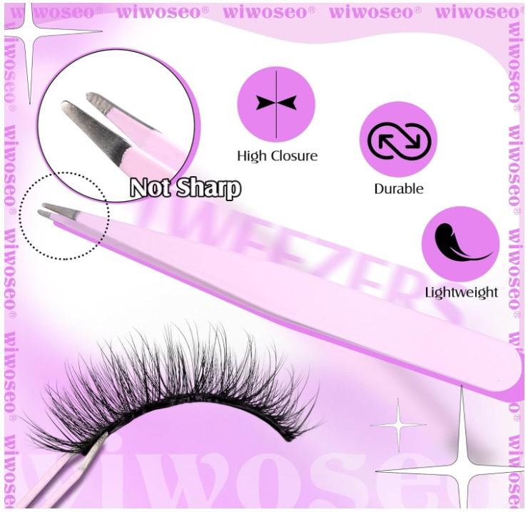 wiwoseo Self Adhesive Eyelashes No Glue - Reuseable Self Adhesive Lashes Waterproof Wispy Fluffy with Tweezer 3 Pairs Pack - Makeup Cosmetic