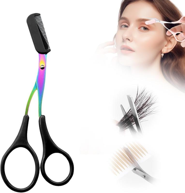 Eyebrow Trimmer Scissors for Women and Men with Comb, Non-Slip Eyebrow Cutter and Razors, Eye Brow Scissors, TikTok Viral 2024 Makeup Plastic