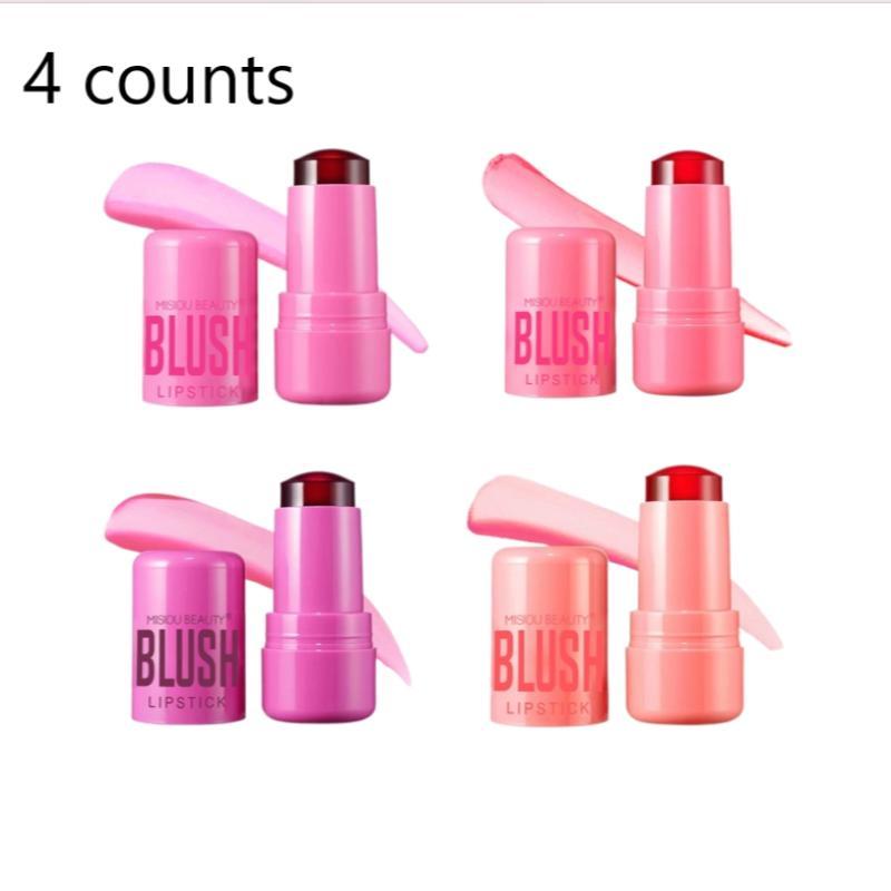 Dual-use Jelly Blush for Lips and Cheek, 4 Counts set Long Lasting Blush Stick, Multi-functionallip Balm, Natural Look Blush for Daily Makeup