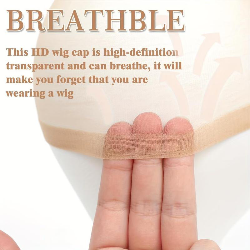 Transparent Wig Cap, 1 Set Clear Hd Wig Caps for Women Stocking Cap Sheer Wig Cap Thin Nylon Cap for Lace Front Wig Accessories, Heatless Hair Care & Styling Tool for Women