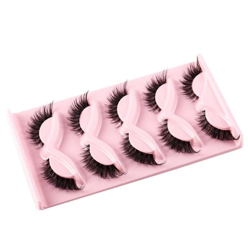 Cat Eye Fake Eyelash, 5 Pairs Wispy Cat Eye Look Faux Cluster Lashes, Natural Curling Eye Makeup Strip Lashes, Full Volume Eyelash for Lashes Extensions, Beetlejuice Makeup, Christmas Gift