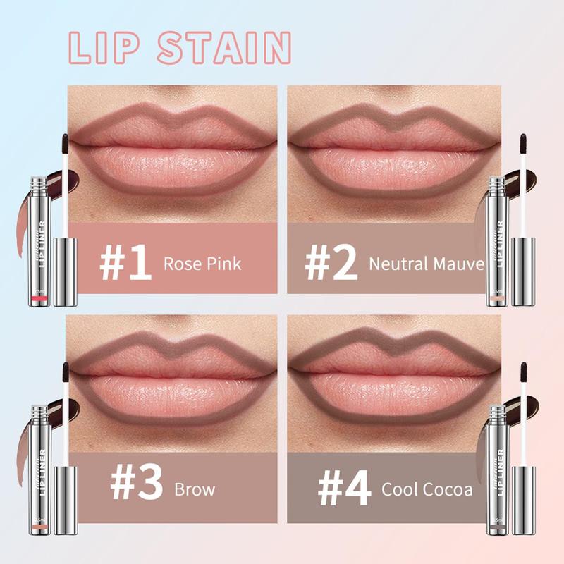 Long Lasting Lip Liner Set, 4 Counts set Matte Easy Coloring Lip Liner Pen, Suitable for All Occasions Lip Makeup, Girls and Women Makeup Accessories, Christmas Gift