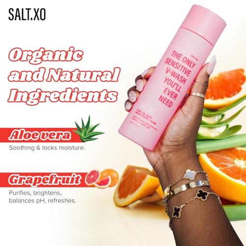 SALT.XO Intimate Care Gel for Women - Grapefruit Sensitive Yoni Gel Wash, pH Balance V Wash Cruelty-Free Feminine Hygiene Products (8 Fl Oz) - Comfort