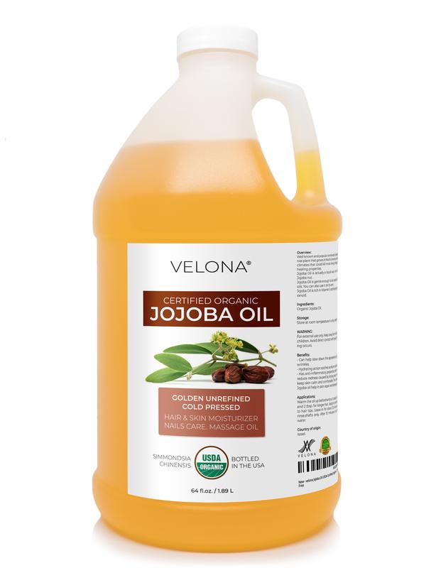 velona Jojoba Oil USDA Certified Organic - 64 Fl Oz | 100% Pure and Natural | Golden, Unrefined, Cold Pressed, Hexane Free