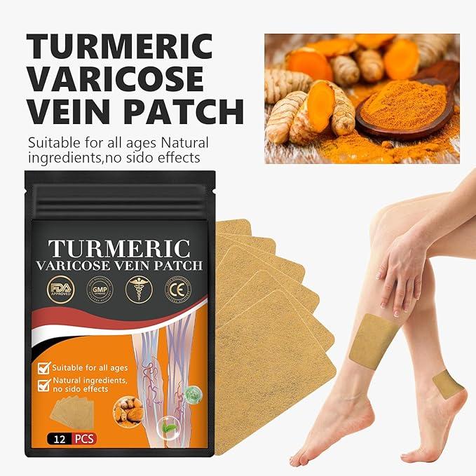 48PCS Turmeric Varicose Vein Patch, Turmeric Vein Patchs, Turmeric Varicose Vein Sticker for Legs, Naturally relieves varicose Veins in Legs and Spiders (1 Boxes)