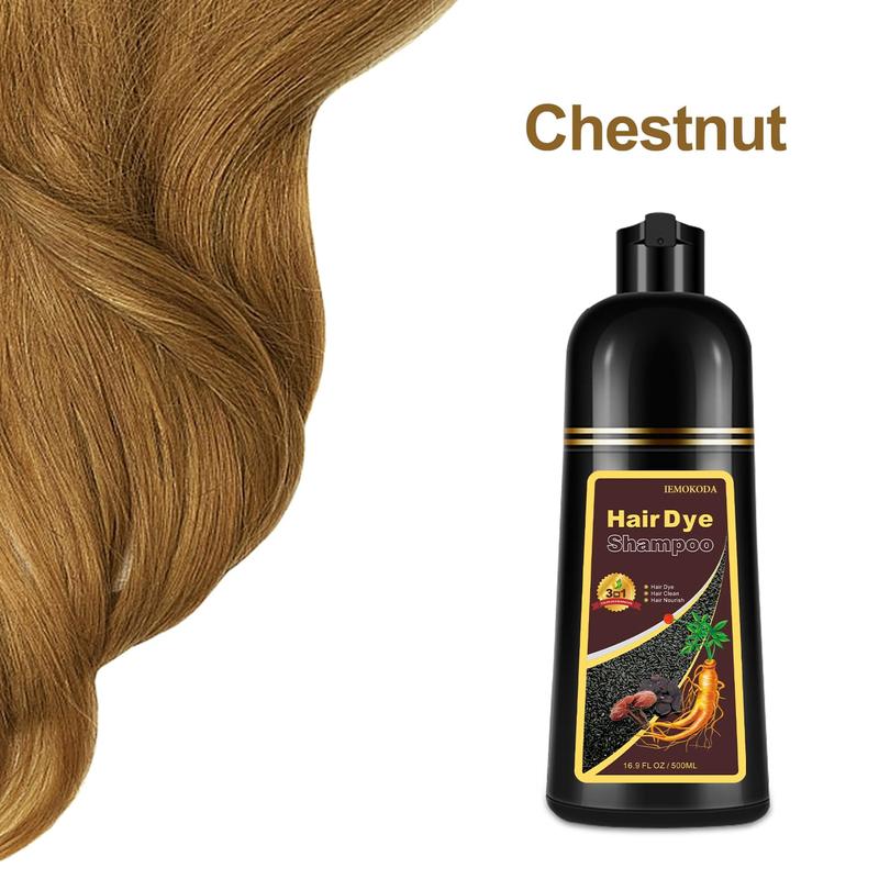 Chestnut Brown Hair Dye Shampoo, 3-in-1 Shampoo for Color Treated Hair, Shampoo for Gray Hair, Suitable for Women & Men,Haircare Gentle Moisturizing