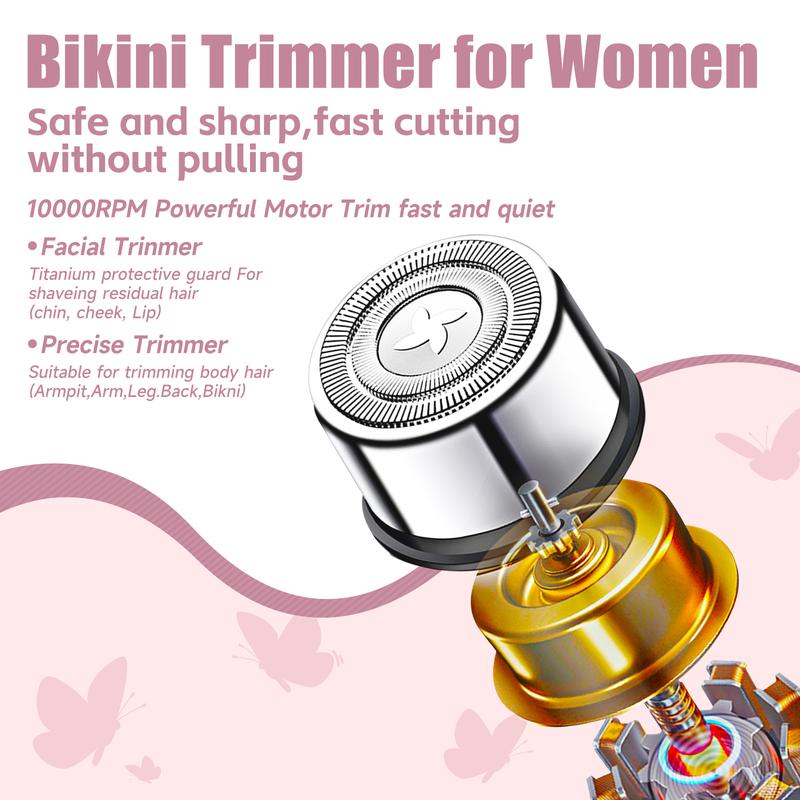 Women’s Electric Bikini Shaver,Body and Facel Flawless Hair Remover,Painless Trimmer for Smooth Glowing Skin,Portable Razor-Ideal Gift for Girlfriend