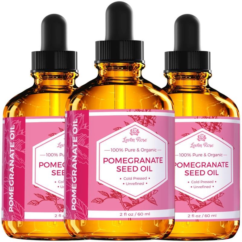 Leven Rose Pomegranate Seed Oil, 100% Pure Unrefined Cold Pressed Antioxidant Moisturizer for Comfort Haircare, Smooth Skin and Nails 2 oz