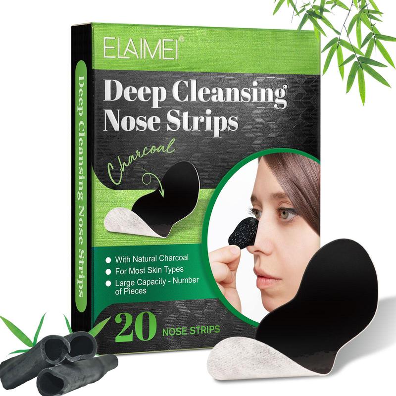 Deep Cleansing Nose Strips, 20pcs box Natural Charcoal Nose Strips, Oil Absorbing Nose Strips, Suitable for Oily Skin, Facial Skin Care Products