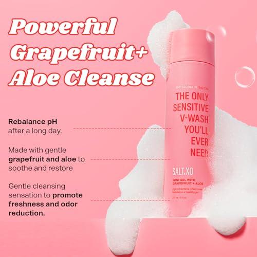 SALT.XO Intimate Care Gel for Women - Grapefruit Sensitive Yoni Gel Wash, pH Balance V Wash Cruelty-Free Feminine Hygiene Products (8 Fl Oz) - Comfort