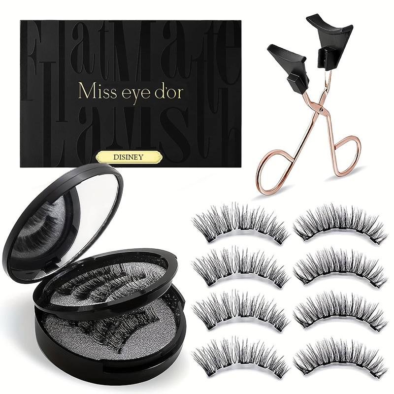 Magnetic Eyelashes without Eyeliner - Reusable Dual Magnetic lashes with 8 Pair, Looking Natural No Glue 3D False Eyelashes Kit with Applicator, Reusable & Waterproof, No Glue, Easy to Wear