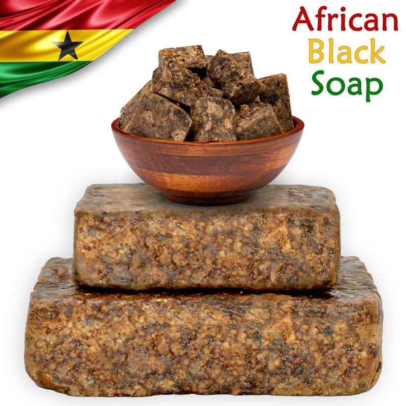 Raw African Black Soap Bar - For All Skin Type, Handmade Soap Bath Cleaning