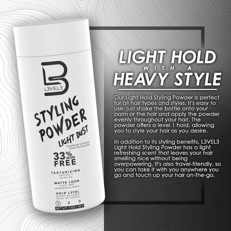 Level Light Hold Styling Powder - Natural Matte Hairstyle - Texturizing and Volumizing Haircare Color Shampoo