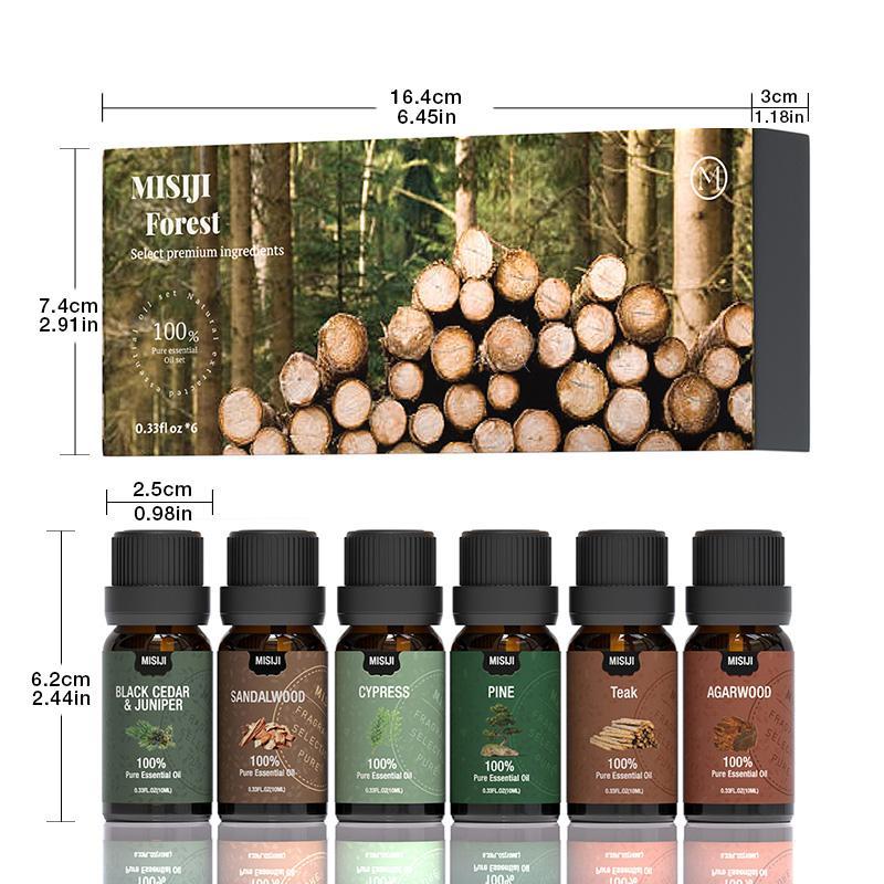 10ml Woody Aroma Pure Essential Oil Set Gift for Mom, 6pcs box Multifunctional Woody Aroma Massage Essential Oil, Mother's Day Gift Natural Diffuser Essential Oil