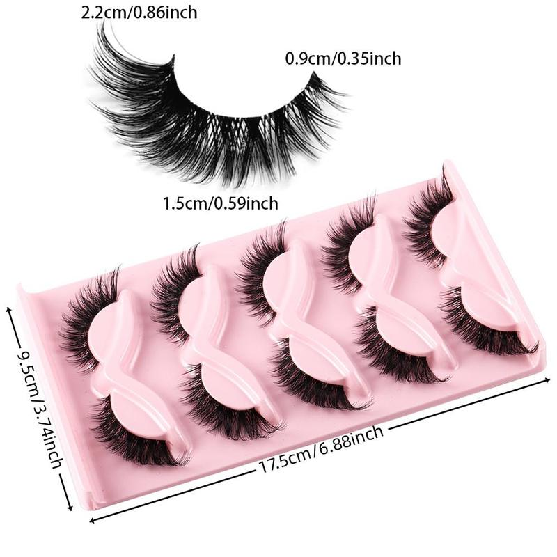 Cat Eye Fake Eyelash, 5 Pairs Wispy Cat Eye Look Faux Cluster Lashes, Natural Curling Eye Makeup Strip Lashes, Full Volume Eyelash for Lashes Extensions, Beetlejuice Makeup, Christmas Gift