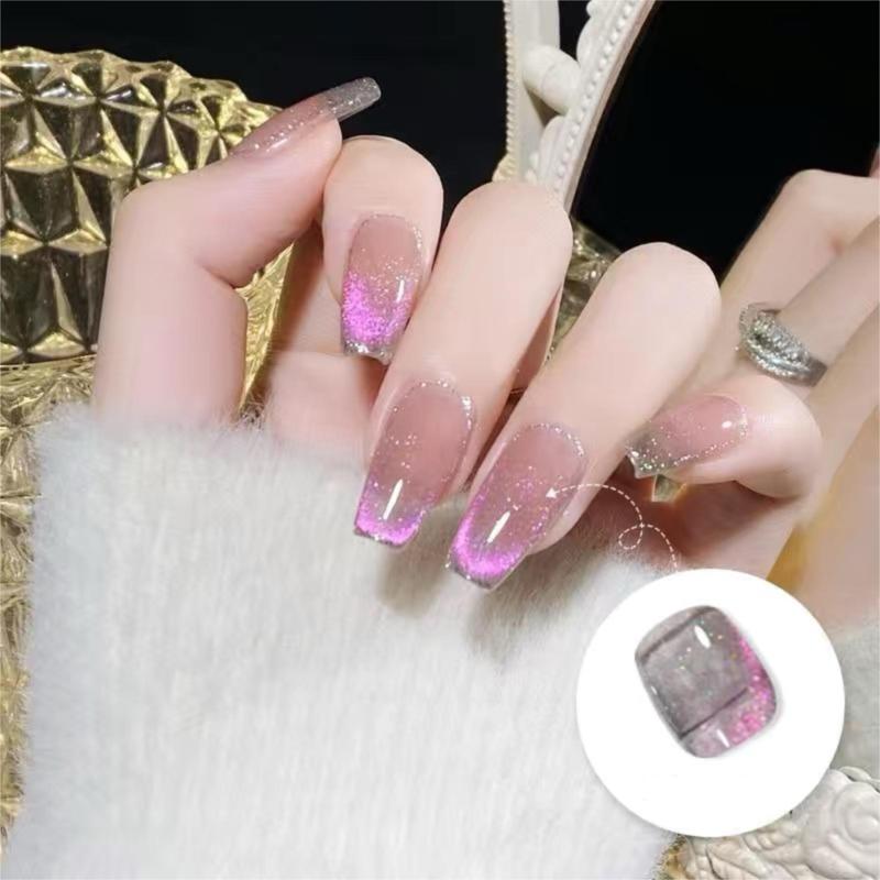 Cat Eye Gel Nail Polish Set with Magnet, 6 Counts set Holographic Cat Eye Gel Nail Polish, Salon Gel Manicure and Nail Art DIY at Home