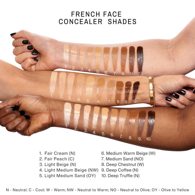 French Face Concealer Concentrate; Hydrating Full-Coverage Multi-Use Makeup for Even, Healthy-Looking Skin Over 40+, creamy concealer for mature skin.