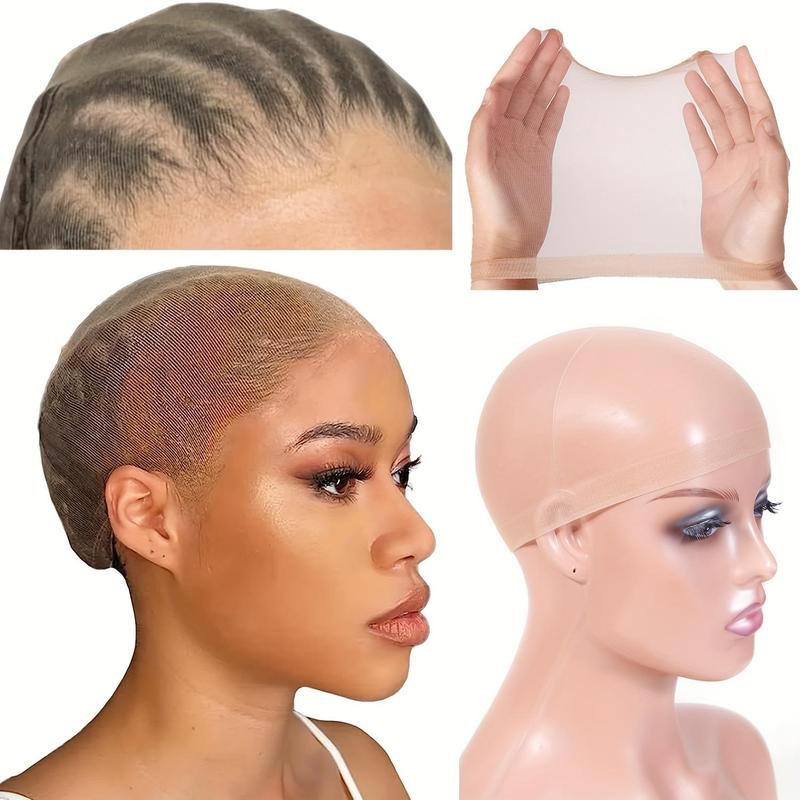 Transparent Wig Cap, 1 Set Clear Hd Wig Caps for Women Stocking Cap Sheer Wig Cap Thin Nylon Cap for Lace Front Wig Accessories, Heatless Hair Care & Styling Tool for Women