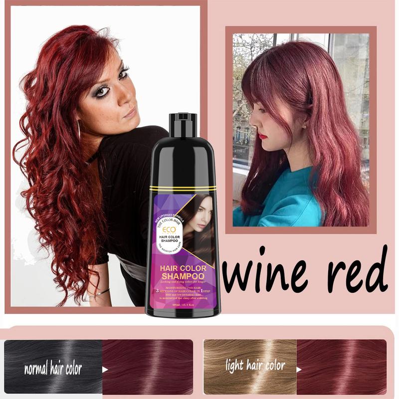 ECO FINEST Hair Dye Shampoo 3 In 1 Herbal Hair Dye Color Shampoo Gentle For Woman And Men Hair Dye For Gray And Dark Hair Wine Rend And Chestnut Brown And Grape Purple And Black Four Colors Hair Dye Shampoo, Long Lasting &