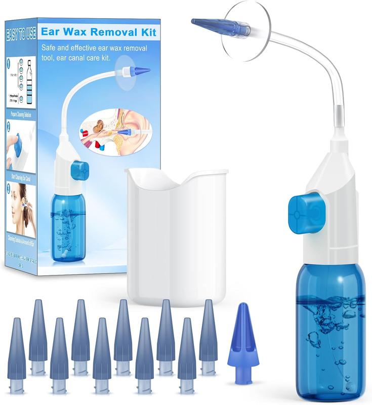 Ear Wax Removal Kit, Ear Cleaning Kits Manual Safe Ear Irrigation Flushing System, Effective Ear Cleaner Earwax Removal Kit, Ear Wax Removal Tool with Ear Basin and 10 Ear Tips