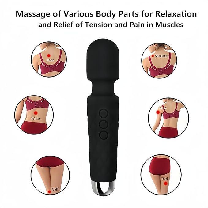 Rechargeable Personal Massager - Powerful Multi Speed - Whisper Quiet - for Muscle Tension Relief in Neck, Back, Shoulders, Legs and Feet - Black