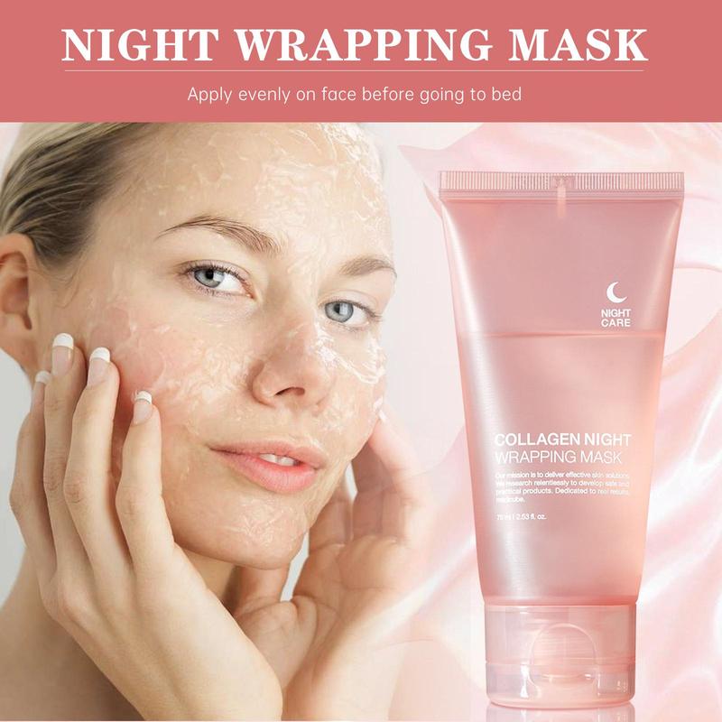 Collagen Night Wrapping Mask, Sleep, Shed and Glow, Elasticity Collagen Overnight Wrapping Peel Off Facial Mask Pack & Hydration Care, Elasticity & Hydration Care, Reduces Sagging & Dullness Glow Boost, Comfort Skincare Products, Christmas Gift