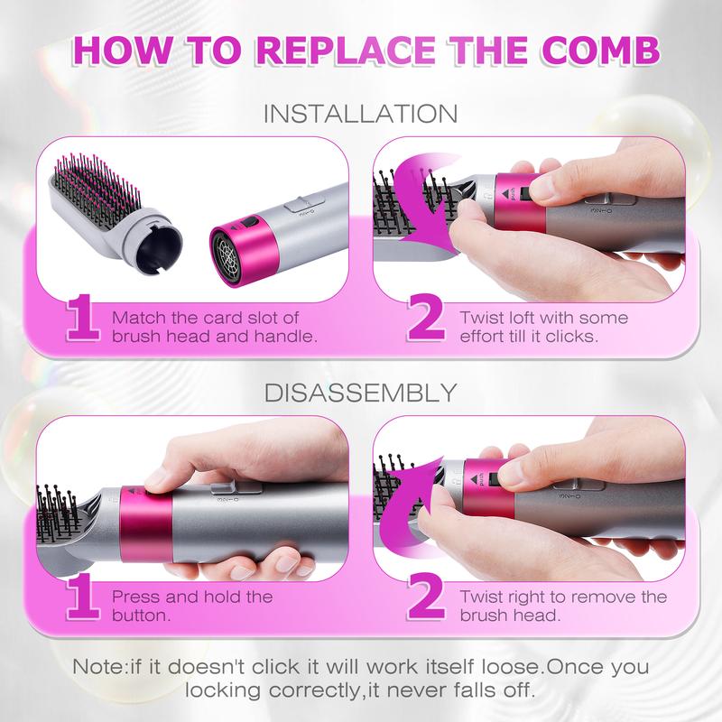 New 5 in 1 Hair dryer Hot Air Brush Styling Tool hair care-Curling iron set Hair dryer system Hair dryer brush,smoothing brush,curling brush-Hair curler-Intelligent thermal control,detachable Salon Adjustable Gift Handle Lightweight straightening brush