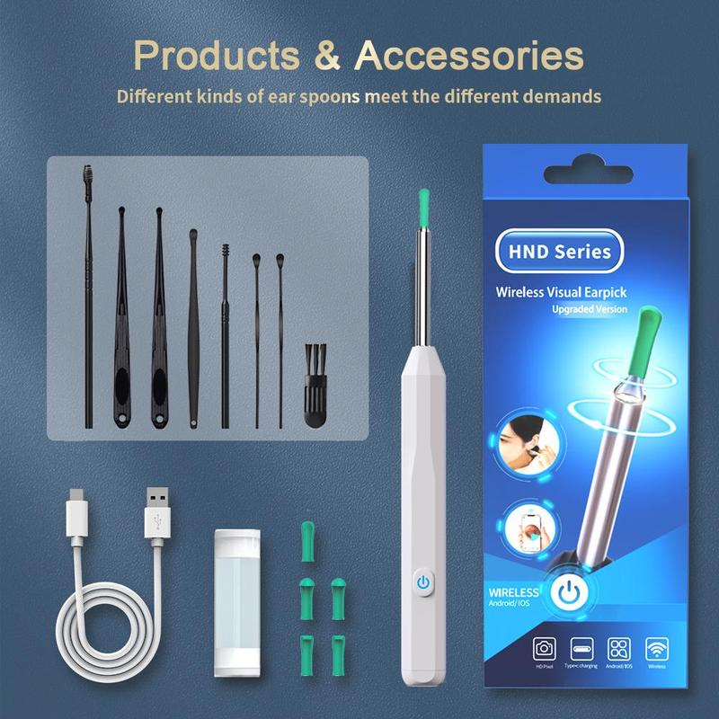 Visual Ear Cleaner with HD Camera & LED Light, 1 Set USB C Rechargeable Wireless Ear Wax Removal Tool, Smart Visible Earwax Cleaning Tool