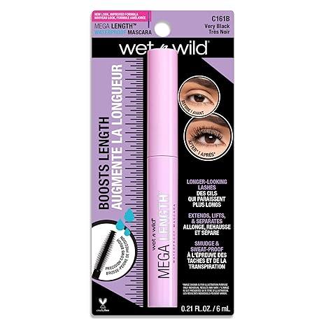 wet n wild Mascara - Lengthening, Vitamin E Enriched, Precision Comb Brush, Cruelty-Free, Gluten-Free, Sulfate-Free & Vegan - Very Black