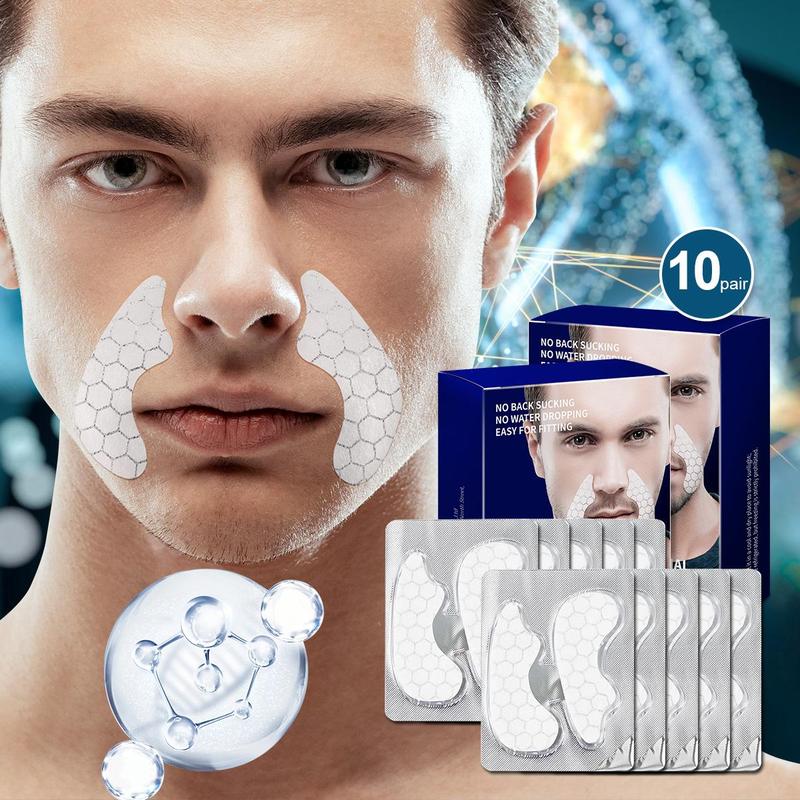 Hyaluronic Acid Men's Facial Skincare Patch, 10 Pairs Smile Line Facial Firming Sticker, Face Care Product for Men