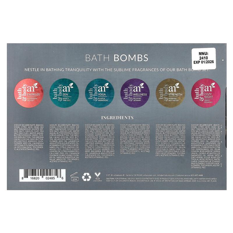 artnaturals Bath Bombs, 6 Bombs, 4 oz (113 g) Each