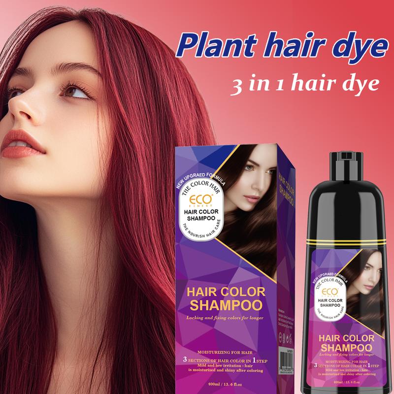 ECO FINEST Hair Dye Shampoo 3 In 1 Herbal Hair Dye Color Shampoo Gentle For Woman And Men Hair Dye For Gray And Dark Hair Wine Rend And Chestnut Brown And Grape Purple And Black Four Colors Hair Dye Shampoo, Long Lasting &