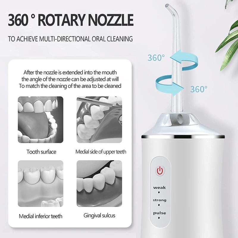 Electric water flosser, portable rechargeable oral irrigator, equipped with 4 multifunctional nozzles, suitable for home and travel, winter gift