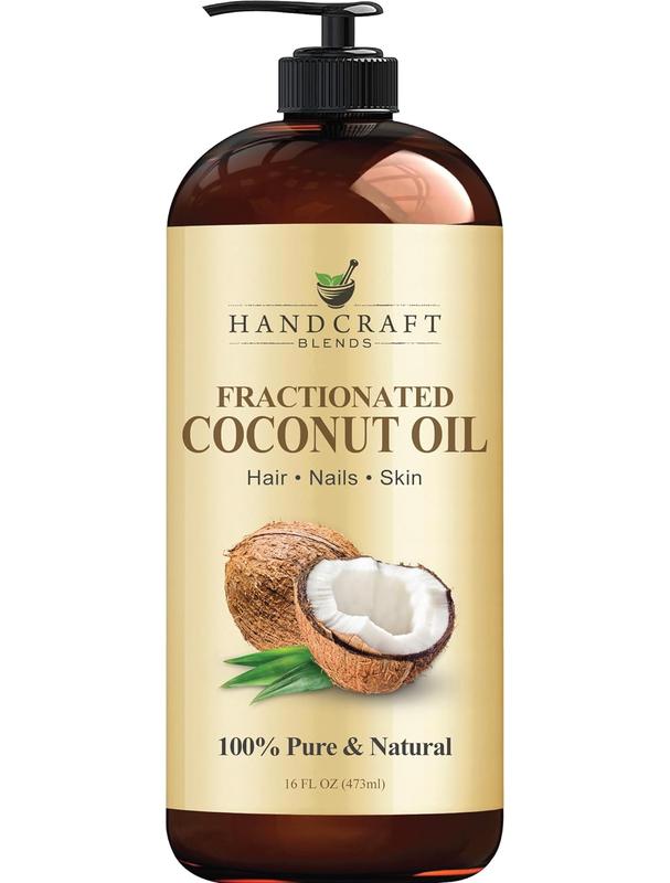 Handcraft Blends Fractionated Coconut Oil, 16 Fl Oz - 100% Pure and Natural - Premium Grade Oil for Skin, Hair,Tonic - Carrier Hair Growth Oil