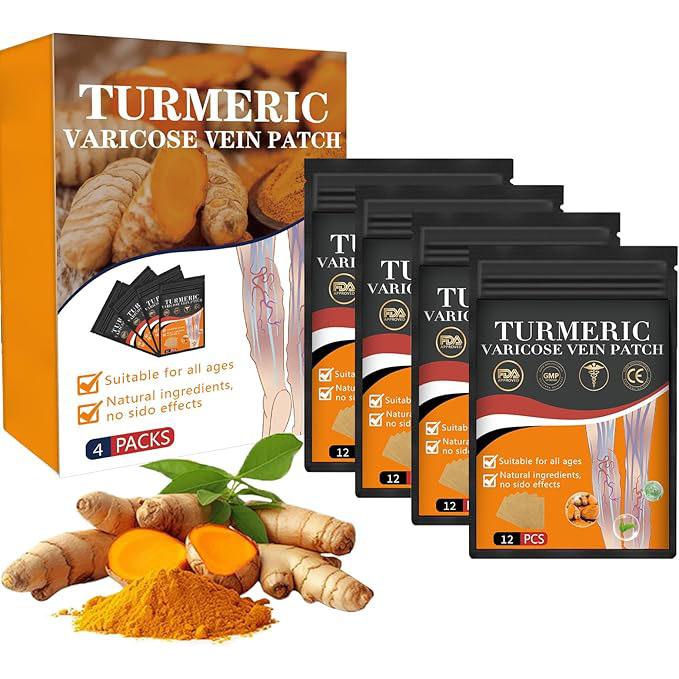 48PCS Turmeric Varicose Vein Patch, Turmeric Vein Patchs, Turmeric Varicose Vein Sticker for Legs, Naturally relieves varicose Veins in Legs and Spiders (1 Boxes)