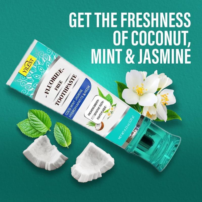 Hydroxyapatite Toothpaste, Natural Mint JasmineNeem Toothpaste, Brightening Toothpaste,Freshens Breath, Oral Care Product for Women &Men