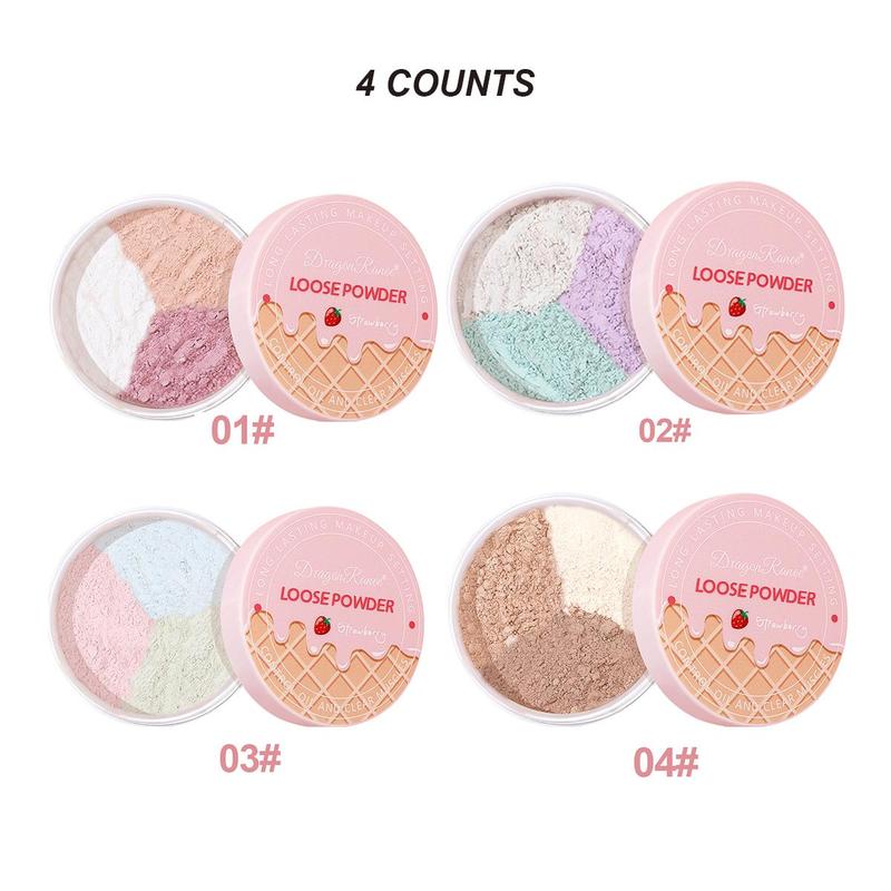 Multi-color Loose Powder Palette, 4 Counts set Long Lasting Matte Powder, Oil Control Makeup Setting Powder, Face Makeup Accessories for Women & Girls