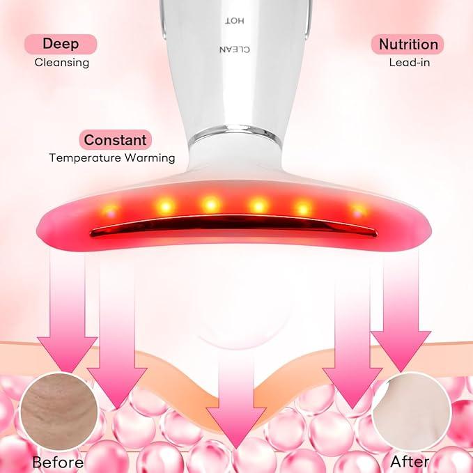 Neck Face Massager, 3-in-1 PortableFacial Massager, Face Sculpting Tool,at-Home Face Device for SkinCare(White) led  light