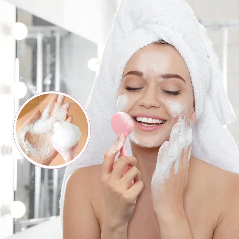 Facial Cleansing Tool Kit, 25pcs set Including 2 Silicone Face Scrubbers & 20 Face Wash Pads & 1 Bow Headband & 2 Wristbands for Cleansing and Gentle Exfoliation