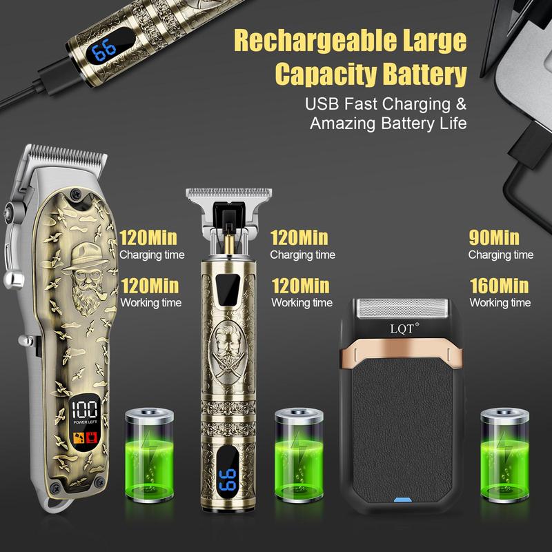 Professional Hair Clippers for Men, 7000 RPM, USB Rechargeable Cordless Hair Trimmer, with LCD Display, 2000mAh Lithium Battery, for Salon and Home Use, Beard Trimmer, Stocking Fillers, Winter & New Year Gift