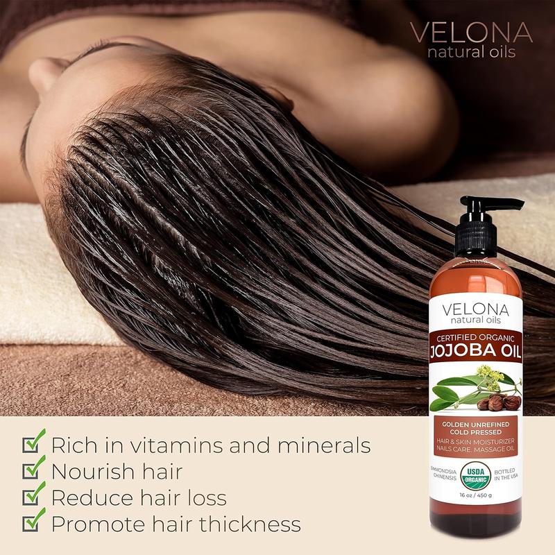 velona Jojoba Oil USDA Certified Organic - 64 Fl Oz | 100% Pure and Natural | Golden, Unrefined, Cold Pressed, Hexane Free