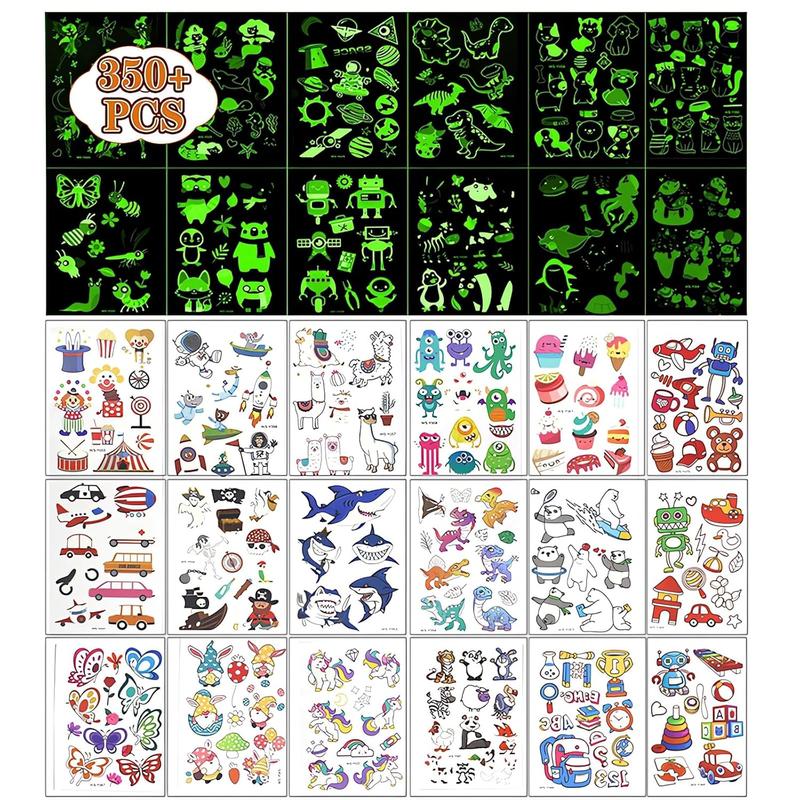 360 Kinds Luminous Tattoos For , Robots Sharks Cars Various , Etc Mixed Styles Temporary  Stickers For  And , Glow In The Dark Party Supplies,  Gifts Waterproof