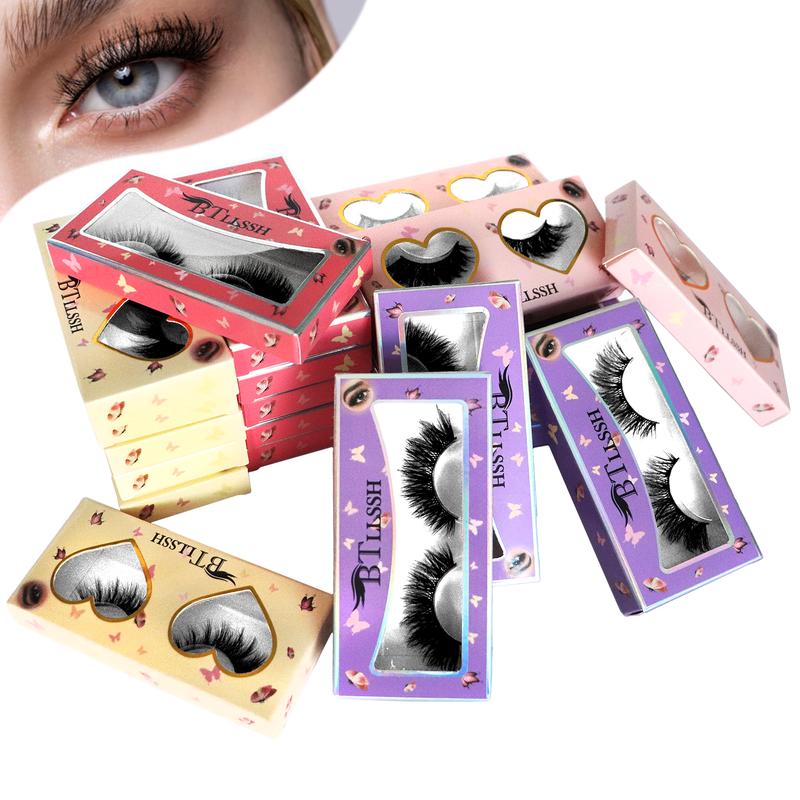 24 Pack 4 Style False Eyelashes, Handmade Full Strip, Cruelty Free, Dramatic 3D Lashes, Black, 24 Pairs