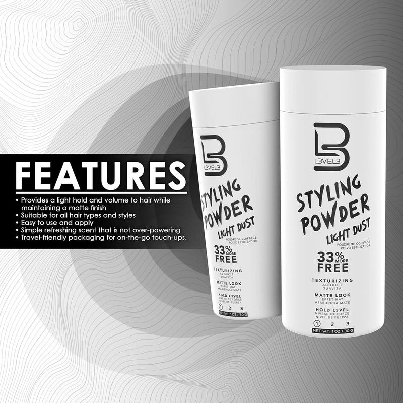 Level Light Hold Styling Powder - Natural Matte Hairstyle - Texturizing and Volumizing Haircare Color Shampoo