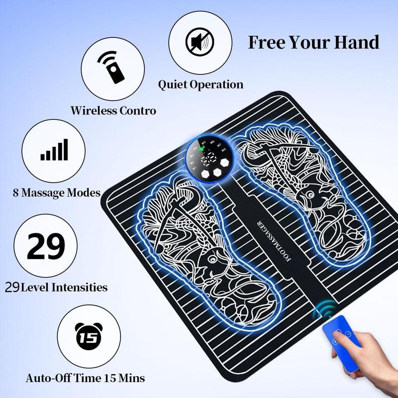 Portable Electric Foot Massager, 1 Set Electric Foot Massage Pad with Remote Control, Foot Massage Machine for Home & Travel, Personal Care Appliances