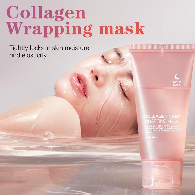 Collagen Night Wrapping Mask, Sleep, Shed and Glow, Elasticity Collagen Overnight Wrapping Peel Off Facial Mask Pack & Hydration Care, Elasticity & Hydration Care, Reduces Sagging & Dullness Glow Boost, Comfort Skincare Products, Christmas Gift