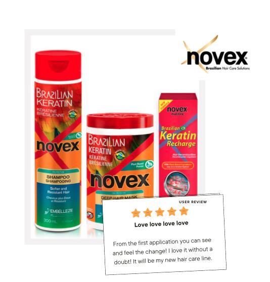 Novex Brazilian Keratin Hair Treatment Recharge Bundle - Ultra Concentrated Formula for Daily Care - Unisex - Haircare, Conditioner