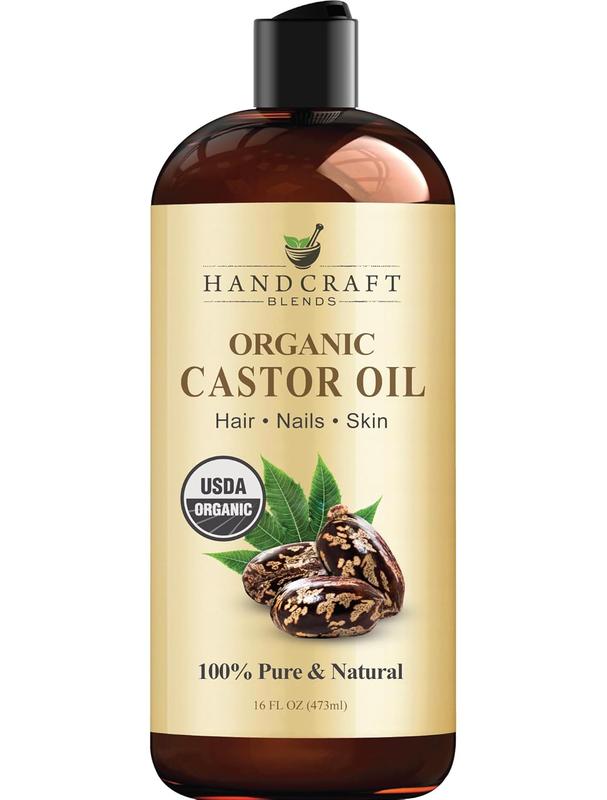 Handcraft Blends Organic Castor Oil in Plastic Bottle - 16 Fl Oz - 100% Pure and Natural - Premium Grade Oil for Hair Growth, Eyelashes and Eyebrows - Carrier Oil - Hair & Body Oil - Expeller-Pressed