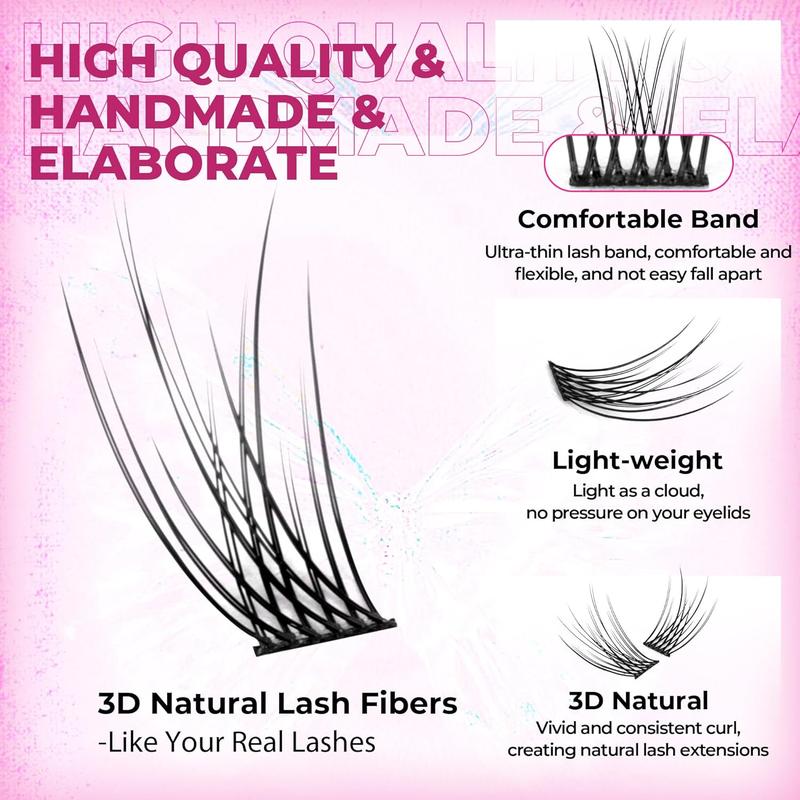 Natural Lash Clusters Kit Wispy Individual Lashes Kit C Curl Lash Extensions Kit 240 count Cluster Eyelash Extensions Kit Eyelash Clusters with Lash Bond and Seal Tweezers by  (C Curl, 10-14mm)