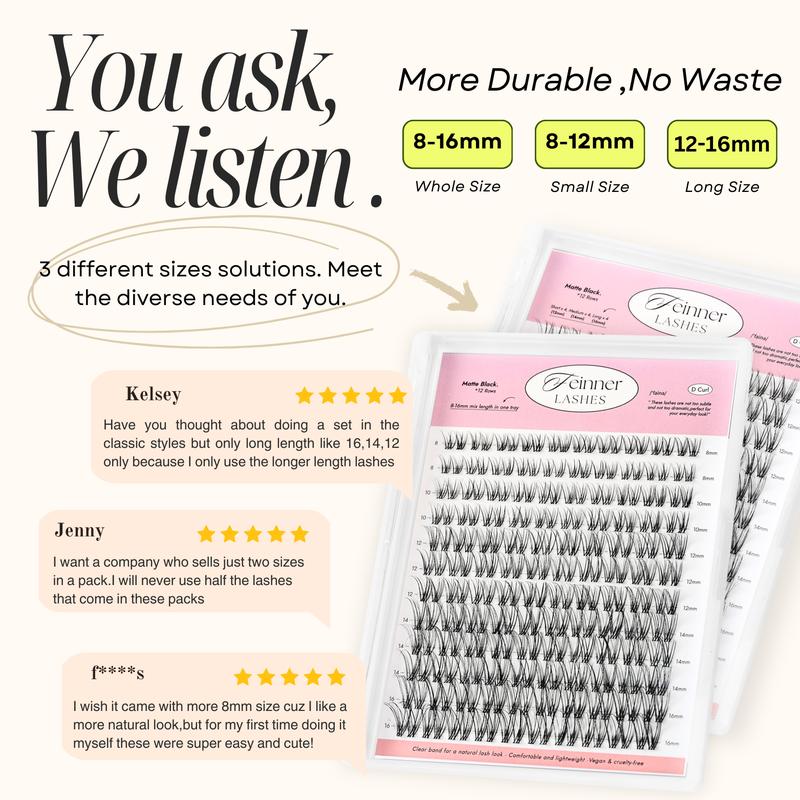 feinner Lashes New Arrival DIY Lash Cluster Kit With Invisible Band  Bond and Seal and Remover Long Lasting Waterproof for Beginner Friendly Makeup